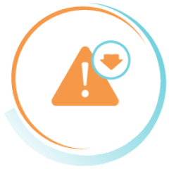 Icon showing a warning triangle and downwards arrow