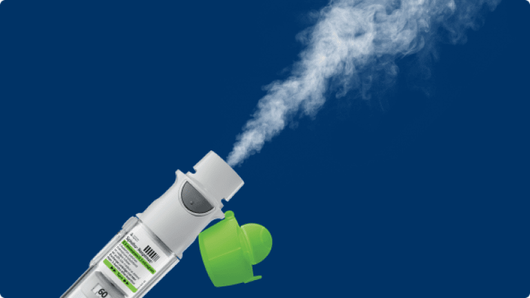 SPIOLTO Respimat (tiotropium + olodaterol) inhaler with plume