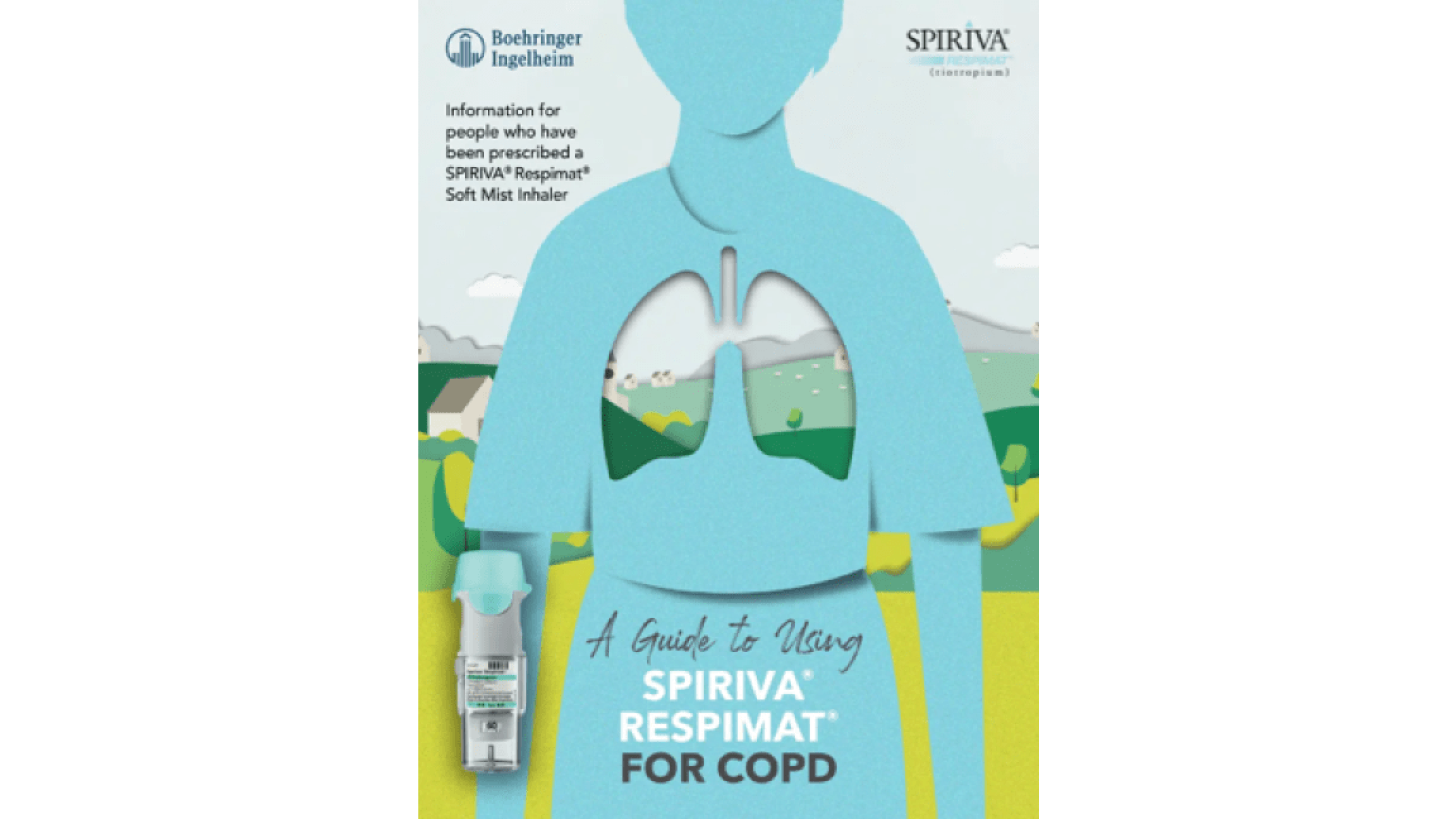 Cover image of patient booklet ‘A guide to using SPIRIVA Respimat (tiotropium) for COPD’