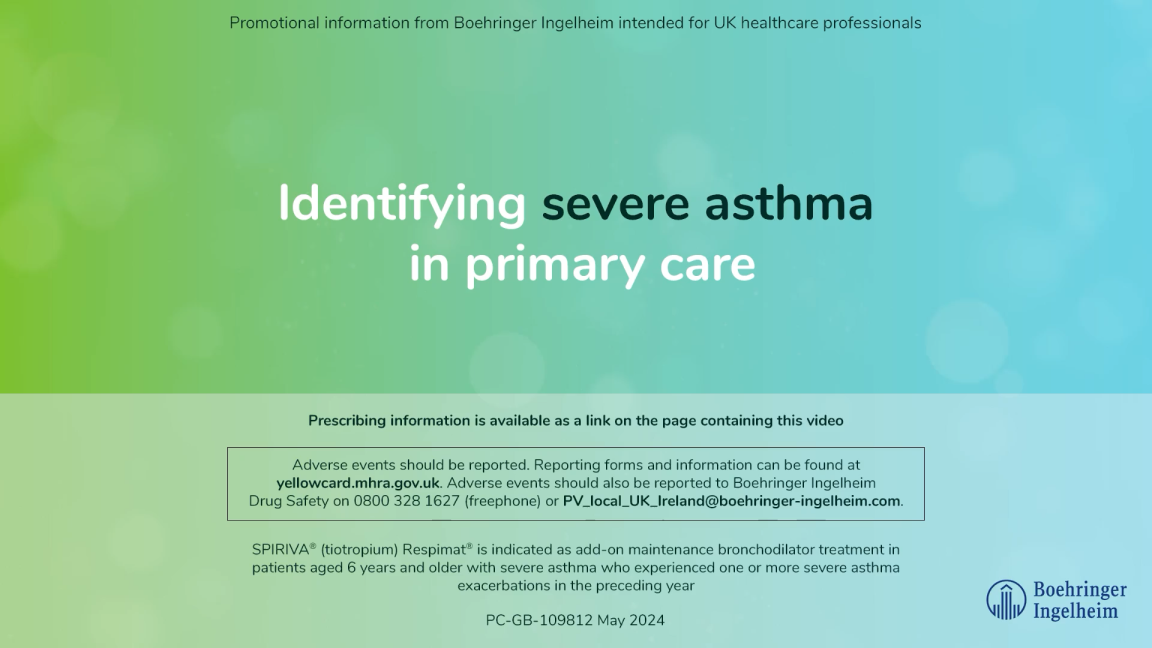 Cover image for 'identifying severe asthma in primary care' video