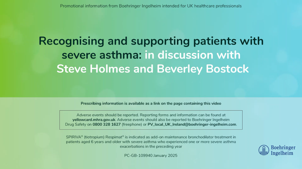 Cover image for 'Recognising and supporting patients with severe asthma' video